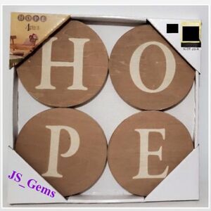 New Sign Of The Times Wall Sign Plaque Hope Letter Art Wood Brown Circles NWT